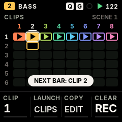 CLIPS screen with a queued clip