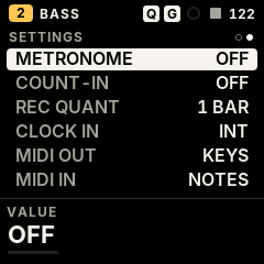 SETTINGS screen